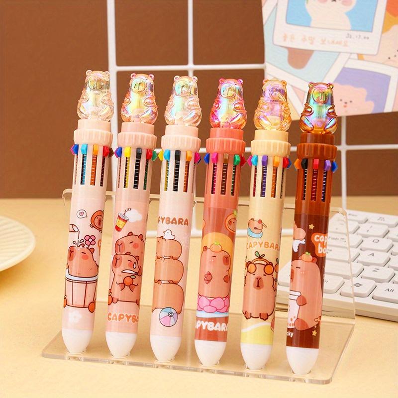 36 Pcs with Box New Crystal Capybara 10 Colors Ballpoint Pen Cute Handbook Pen Cartoon Gift Student Stationery Back to school season