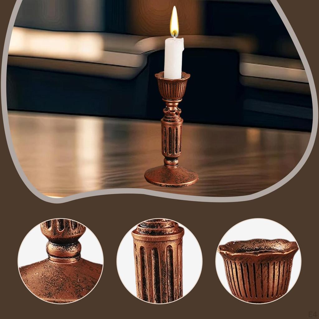 Europäischer Retro-Kerzenhalter aus Harz mit detaillierten floralen Gravuren für romantische Atmosphäre Und