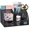 Mesh Desk Organizer, Pen Holders, Office Storage Supplies Drawer Organizers 7 in 1 for Office Home School Supply, Black