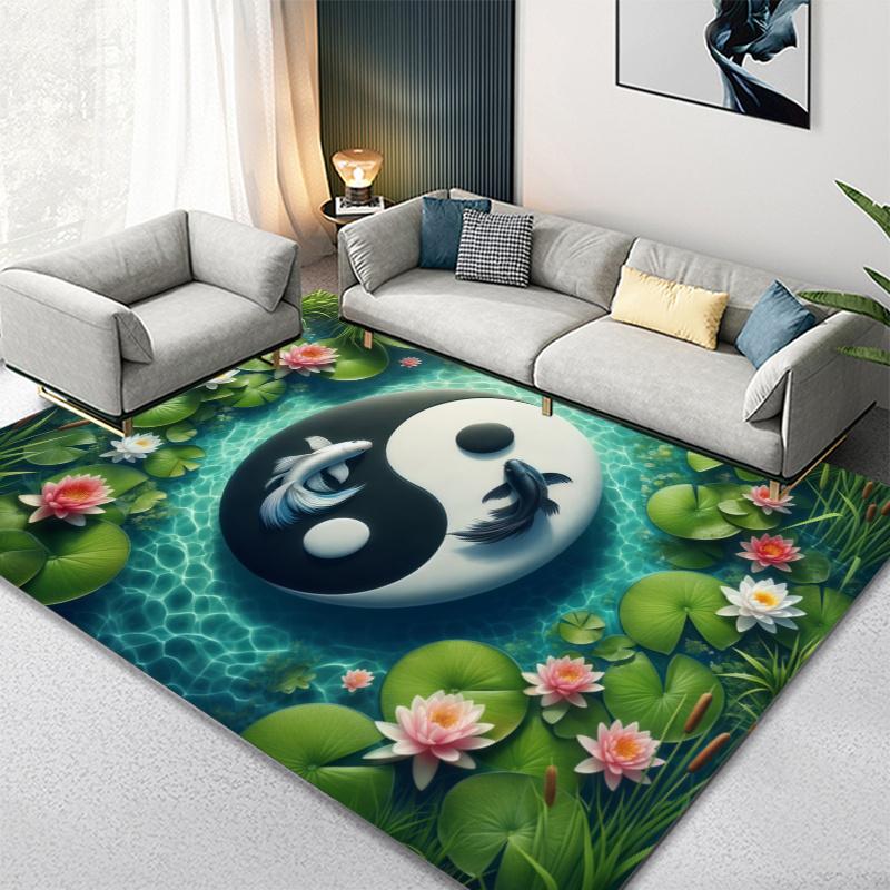 Yin Yang Koi Fish Carpet Rug for Living Room Bedroom Home Sofa Decoration,Kids play Non-slip Floor Mat