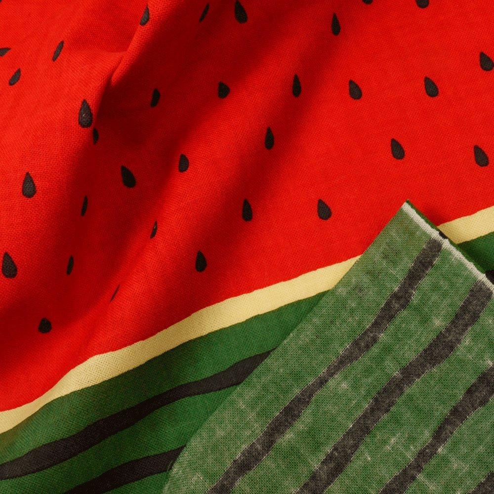 Tenugui Hamamonyo Pintado à Mão Melancia Vermelho e Verde (Toalha japonesa) - -