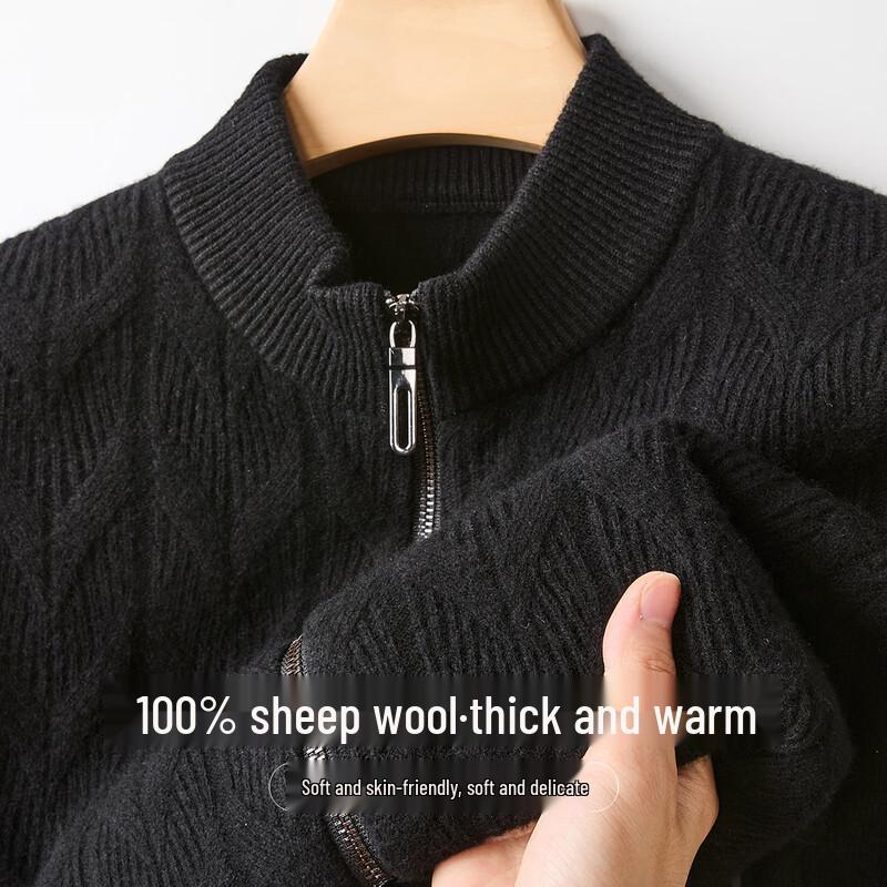 Men's 100% Lambswool Thick Winter Pullover Sweater