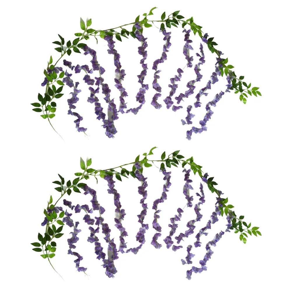 

2 Artificial Wisteria Flower Vines for Elegant Home and For wedding Decor Long Lasting Silk Material for All Occasions светло-фиолетовый