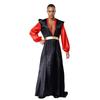 Herren Halloween Themenparty Arabischer Bösewicht Cosplay Kostüm Tiefer V-Ausschnitt Lange Laternenärmel Kontrastfarbe Satin Robe