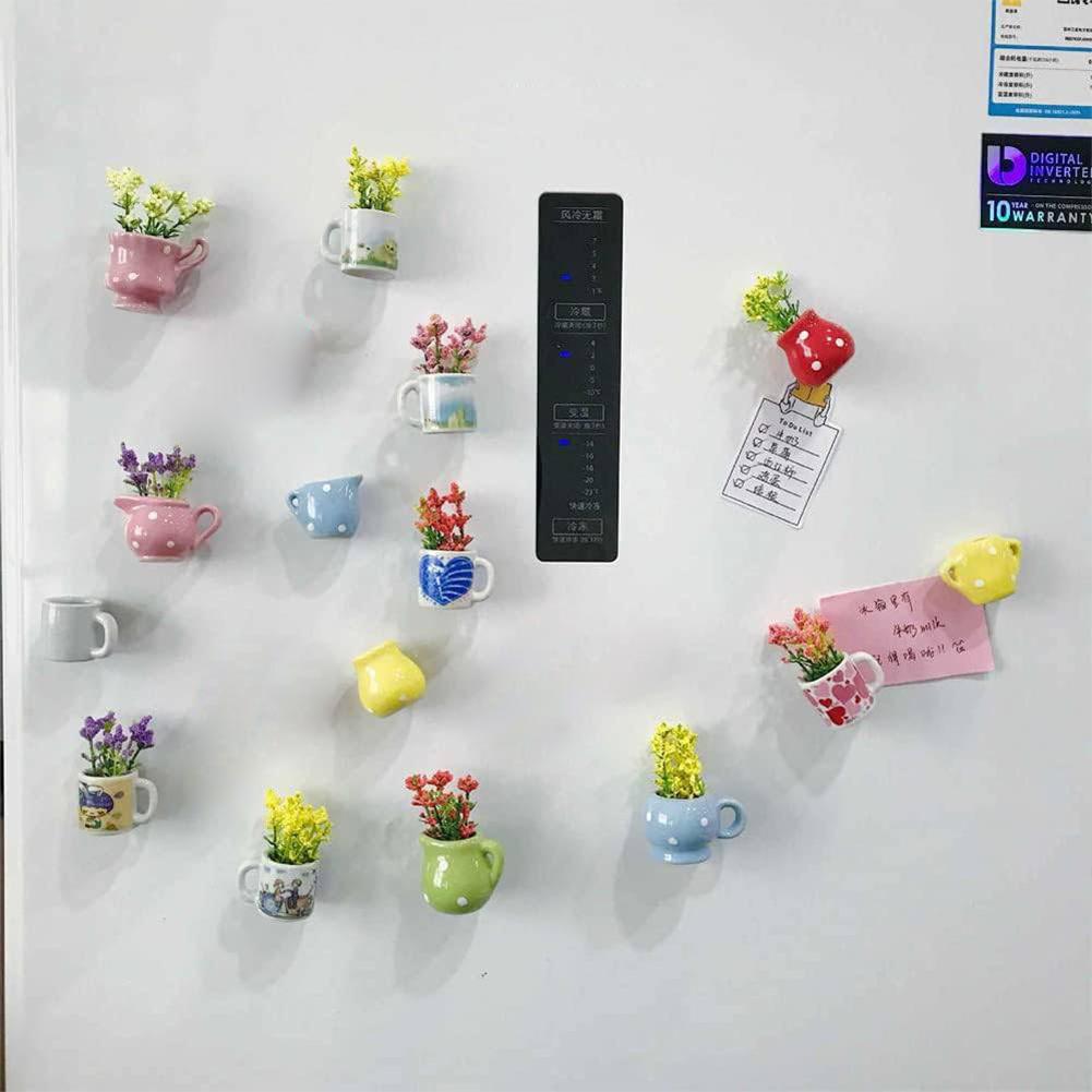 8pcs Cute Plant Fridge Magnets Tiny 3D Plant Vase Decorative Refrigerator Stickers for Refrigerator Decoration Kitchen Office