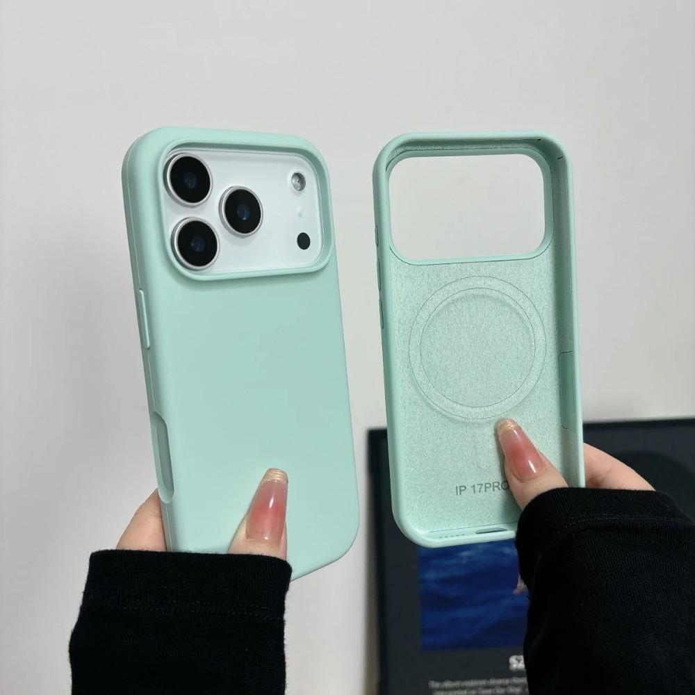Official Solid Color Liquid Silicone Magsafe Phone Case for IPhone 17 Pro Max 16 15 14 13 12 11 Magnetic Wireless Charge Cover
