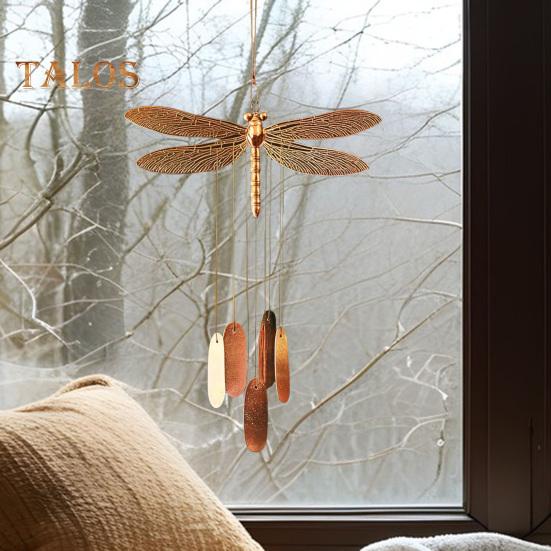 Vintage Dragonfly Wind Chime Weather-proof Indoor Outdoor Garden Patio Metal Dragonfly Hanging Wind Bell Decoration Ornament