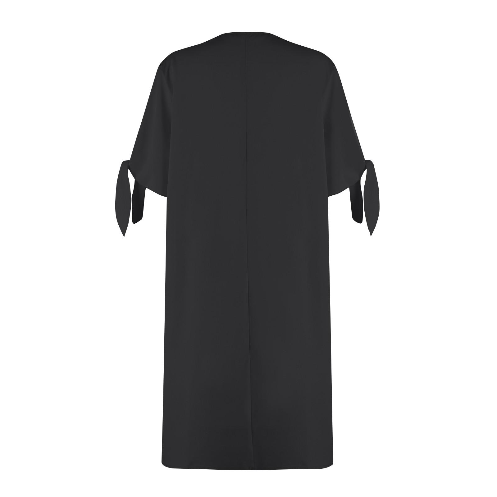 Новое женское модное однотонное кружевное платье с v-образным вырезом и завязками — фото 6