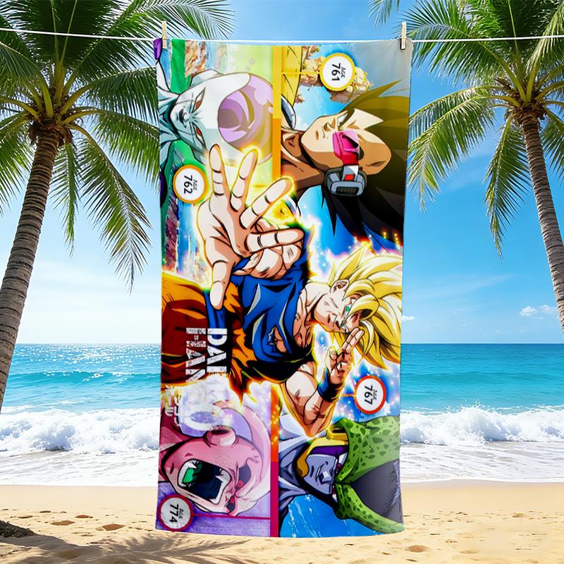 1 Stück Dragon Ball Super Battle Strandtuch Schnelltrocknend Vielseitig für Strand Pool Fitnessstudio Yoga Zuhause Reisen Weihnachten Halloween Xmas Geschenk S1301