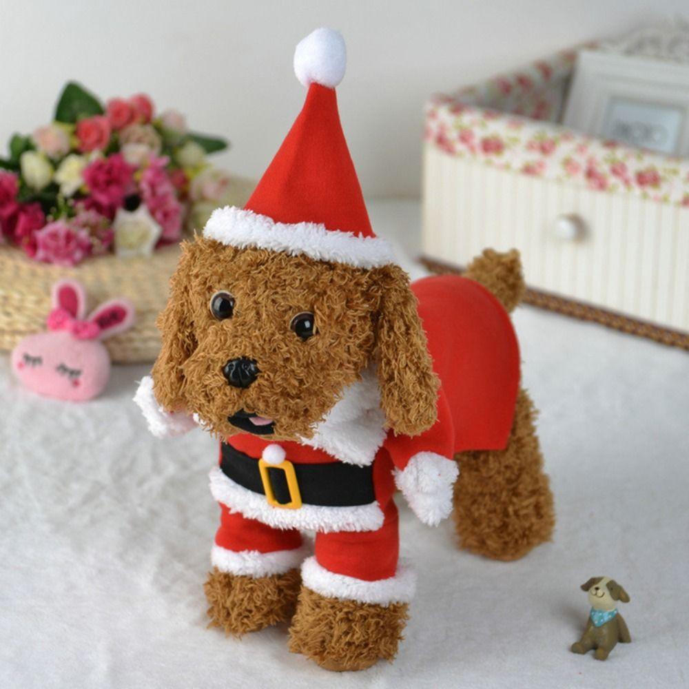 Funny Cosplay Santa Christmas Pet Costume Dog Hoodies Dog Suit with Cap
