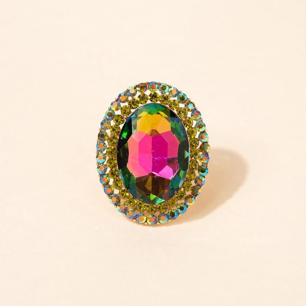 Stonefans Crystal Round Open Rings for Women Cocktail Party Jewelry Gift Graceful Design Rhinestone Finger Accessories Handmade