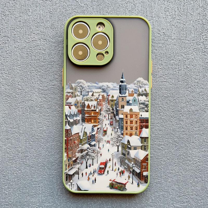 The City Winter Street Snow Scene Phone Case For iphone 13 12 Mini 11 Pro Max 17 16 15 14 Pro Max Plus XR XS X Back Covers