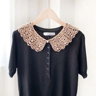 [Falscher Kragen mit Spitze] Koreanischer Stil Spitze Damen Durchbruch Bambus Baumwolle Seide Schal für Sommer Sonnenschutz; Vers