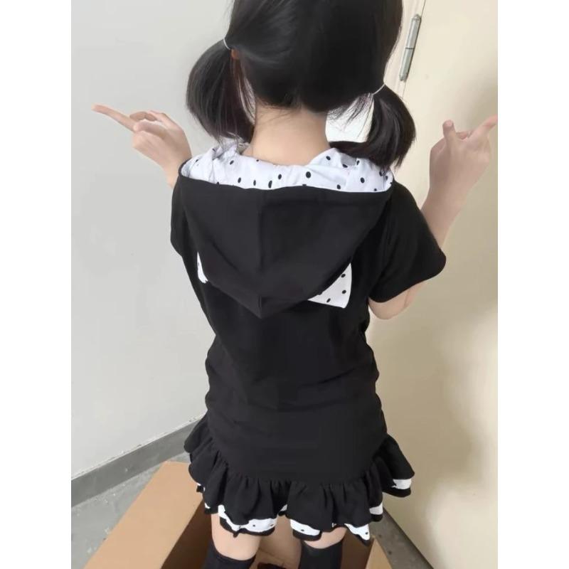 Y2k Kawaii Süße T-Shirts Damen Japanischer Stil Harajuku Patchwork Design Katzenaufdruck Locker T-Shirts Tops Soft Girl Sommer 2026