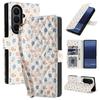 White Leather Colorful Flowers Wallet Flip Phone Case For Samsung Z Fold 7 6 5 4 5G Soft Wrist Strap Shockproof Cover