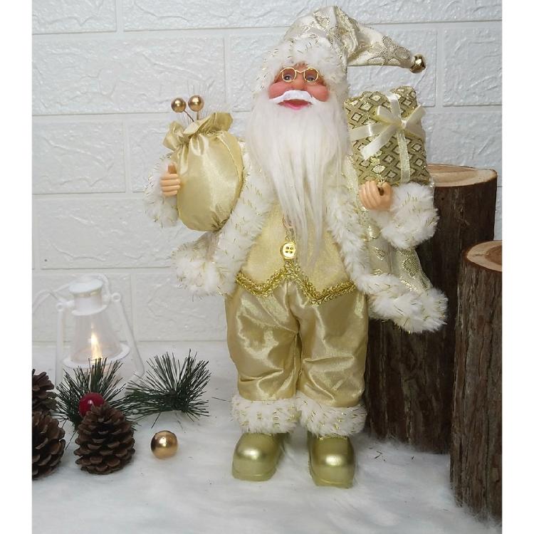 11.8inch Santa Clau Christmas Plastic Figurine Handpainted with Stack of Present