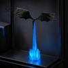 Dragon Sculpture Bookshelf Nook Light, 3D Printed Fire-Breathing Fantasy Flying Dragon, Shelf Accent Lamp Art Collectibles with LED Flame Gothic