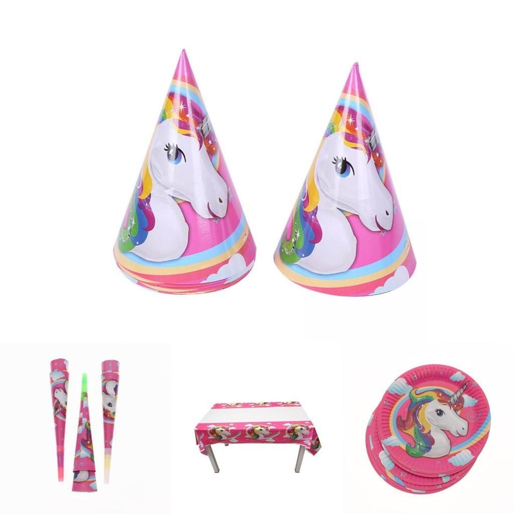 Adorable Unicorn Kids Birthday Party Supplies Including Vibrant Plates Cups And Decorative Tablecloth