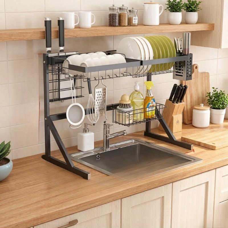 Kitchen Sink Storage Rack, Household Dish Draining Rack, Multifunctional Kitchenware & Knife Storage Rack