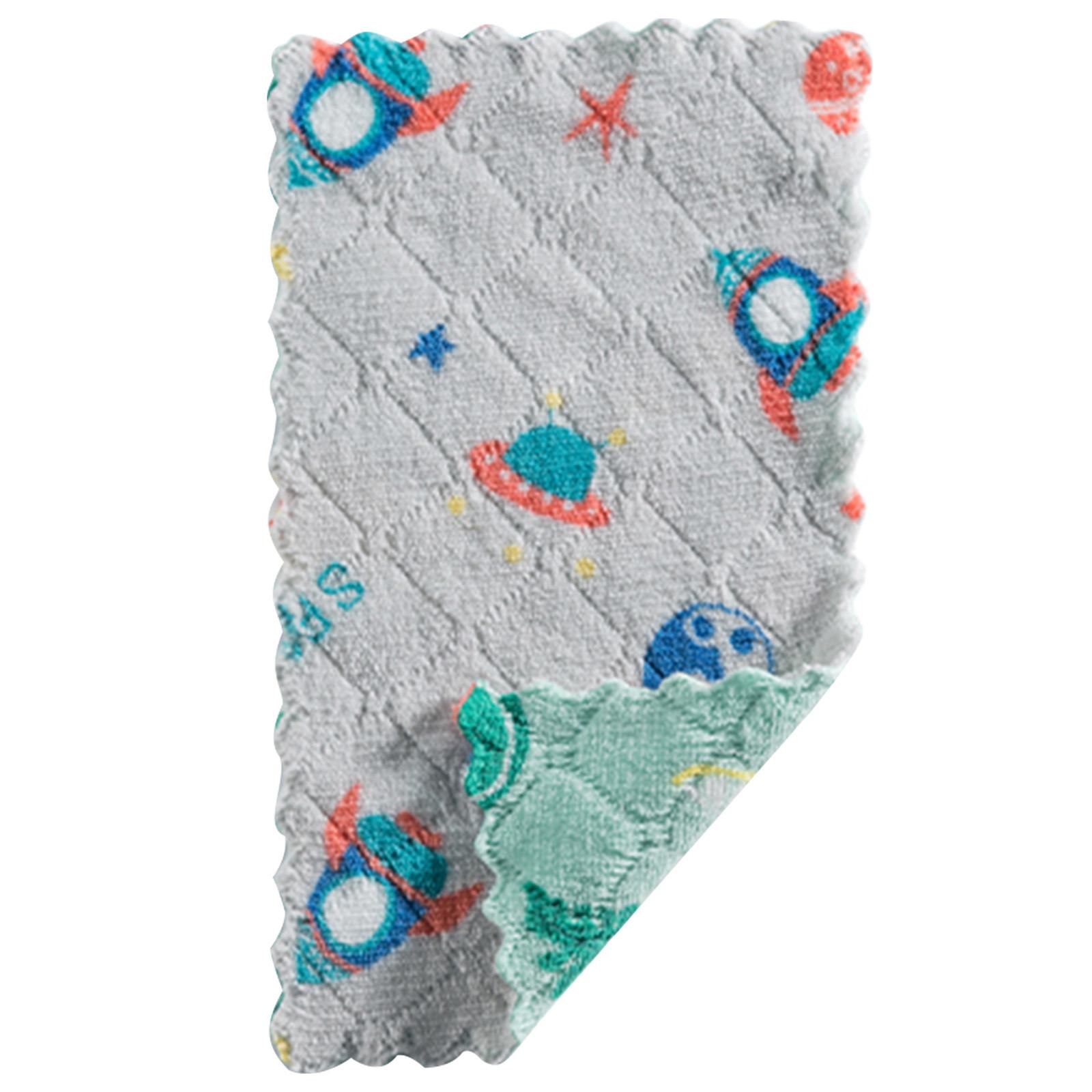 

Двусторонняя тряпка с принтом, двухцветное кухонное полотенце с мультяшным рисунком, коралловый флис 16*17