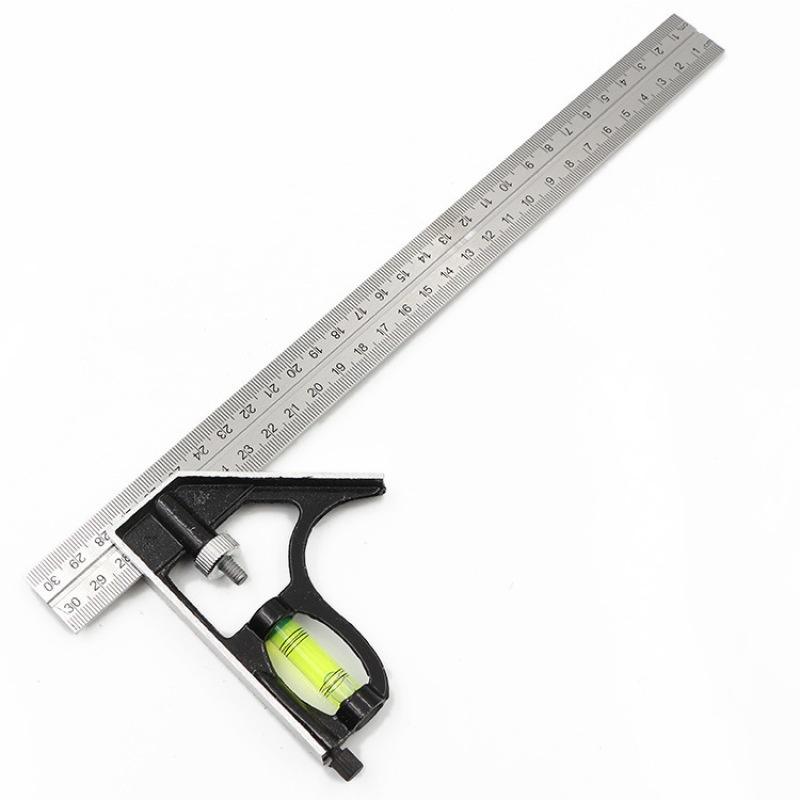 Universal 300mm Adjustable Stainless Steel Multifunctional Combination Try Square Set Right Angle Ruler