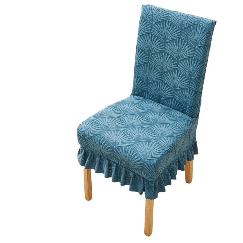 

Elastic Jacquard Chair Cover Soft Anti-dirty Dining Chair Cover Anti-slip Thickened Skirt Edge High Back Chair Cover Office темно-синий