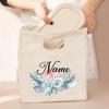Flower Customized Canvas Handbag Vintage Travel Camping Lunch Bag Personalized Name Storage Lunch Box Large Capacity Cooler Bags