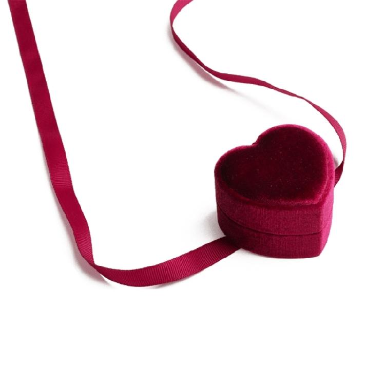 Cute Heart Shaped Jewelry Container Love Inspired Velvety Jewelry Box with Bowknot Rings Collection Case for Women