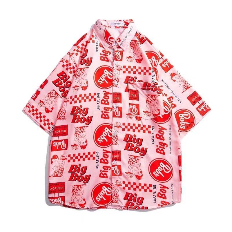 Pánská retro košile, pánský letní outfit, studentský volný střih, výklenek, neformální pánský top, svrchní oblečení, plážový top