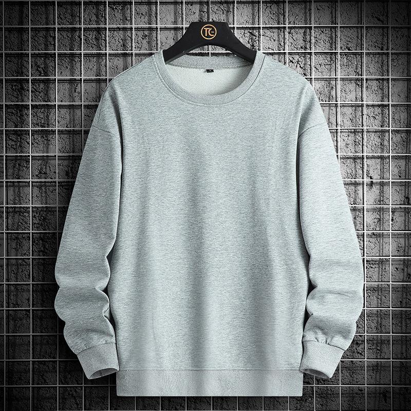 Rundhalspullover aus reiner Baumwolle für Herren und Damen, Herbst, einfarbig, lockere, große Größe, lässige Sportjacke, Langarm-T-Shirt