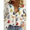 2025 Spring Autumn Women's Shirt Floral Graphics Blouse Lapel Neck Blouse Women Long Sleeve Shirts Womens Tops Female Clothing
