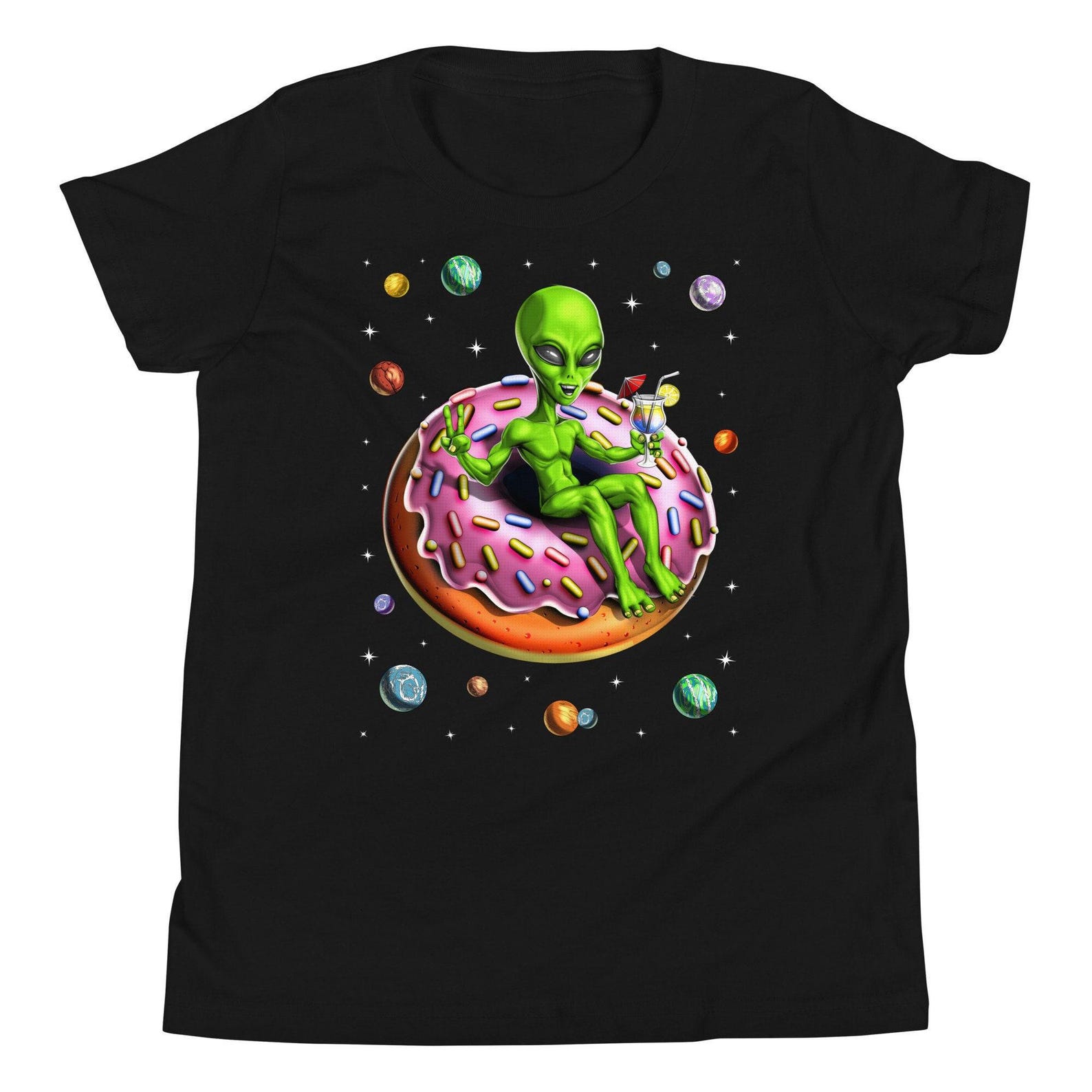 Space Alien Riding Donut Kids T-Shirt, Doughnut Boys Tee, Donut Clothing, Donut Clothes, Donut Apparel, Donut Outfit, Donut Lover Gift 150
