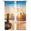 City Sunset Bridge Dusk Building Modern Tulle Curtains For Living Room Bedroom Home Kitchen Window Sheer Curtains