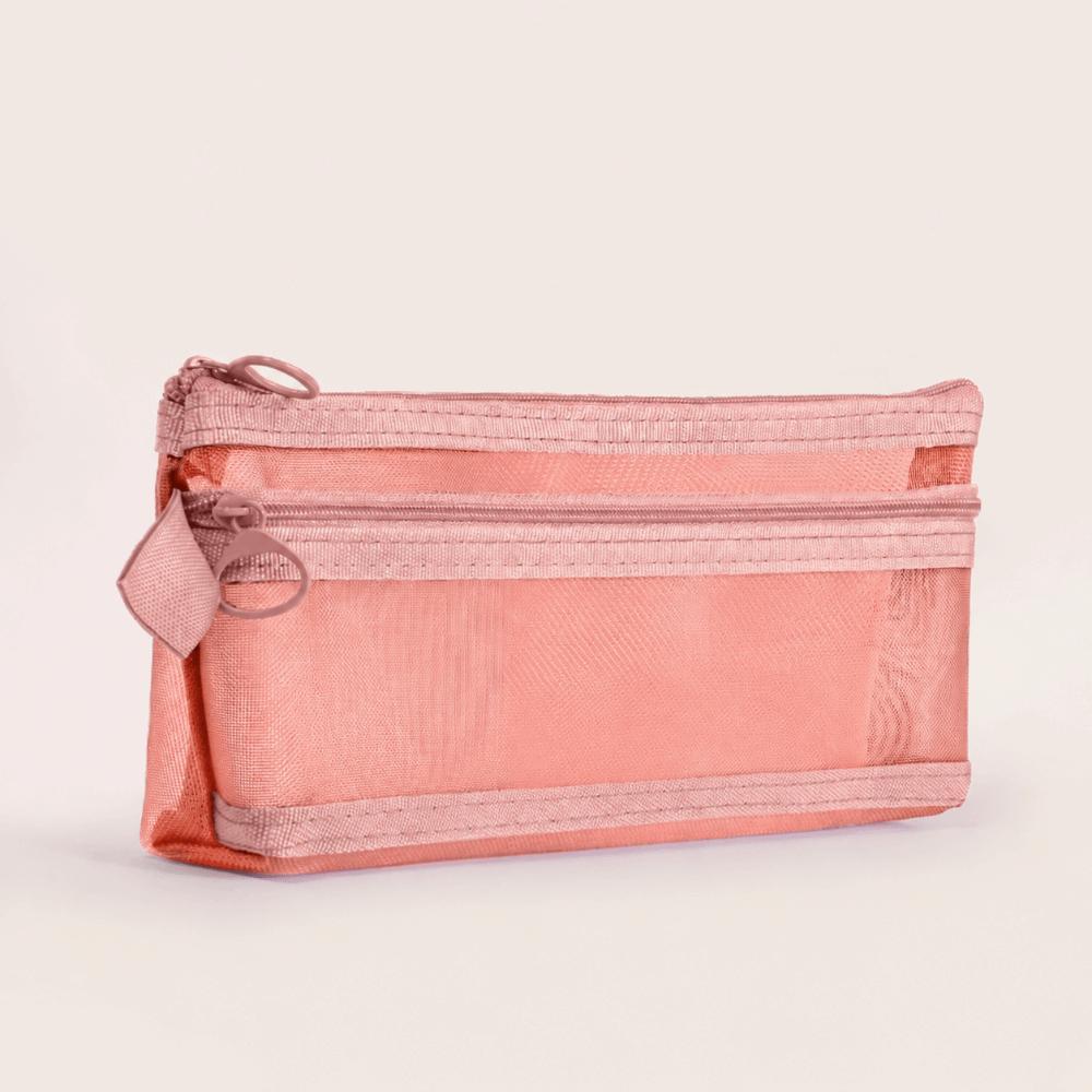 Double-Layer Large Capacity Pencil Case Portable Transparent Stationery Organizer Mesh Pen Bag School Office Stationery Bag