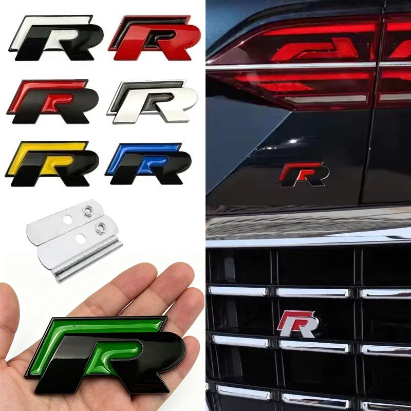 WGLRK1 For Volkswagen VW Rline GTI Golf 5 6 7 Jetta Passat Touran Scirocco Metal R Badge Car Front Grille Emblem Rear Trunk Stickers