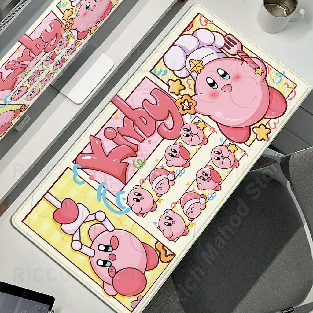 Tappetini per Mouse Laptop Esteso Pad Protettivo Tavolo da Gioco per Computer Tappetino da Scrivania Cartone Animato K-Kirby Accessori PC Tastiera Grande Antiscivolo Tappetino da Scrivania