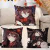 H-Hu Tao Anime Office Cushion Pillowcase Car Cushion Cover45X45CM Lumbar Pillowcase Sofa Pillowcover