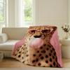 Trendige Rosa Retro Leopardendecke Warm Weich Geeignet für Schlafzimmer Sofa Bett Wohnzimmer Büro Reise Camping Geschenke