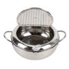 Stainless Steel Fryer Pot with Thermometer Lid Oil Drip Drainer Rack Multifunctional Deep Frying