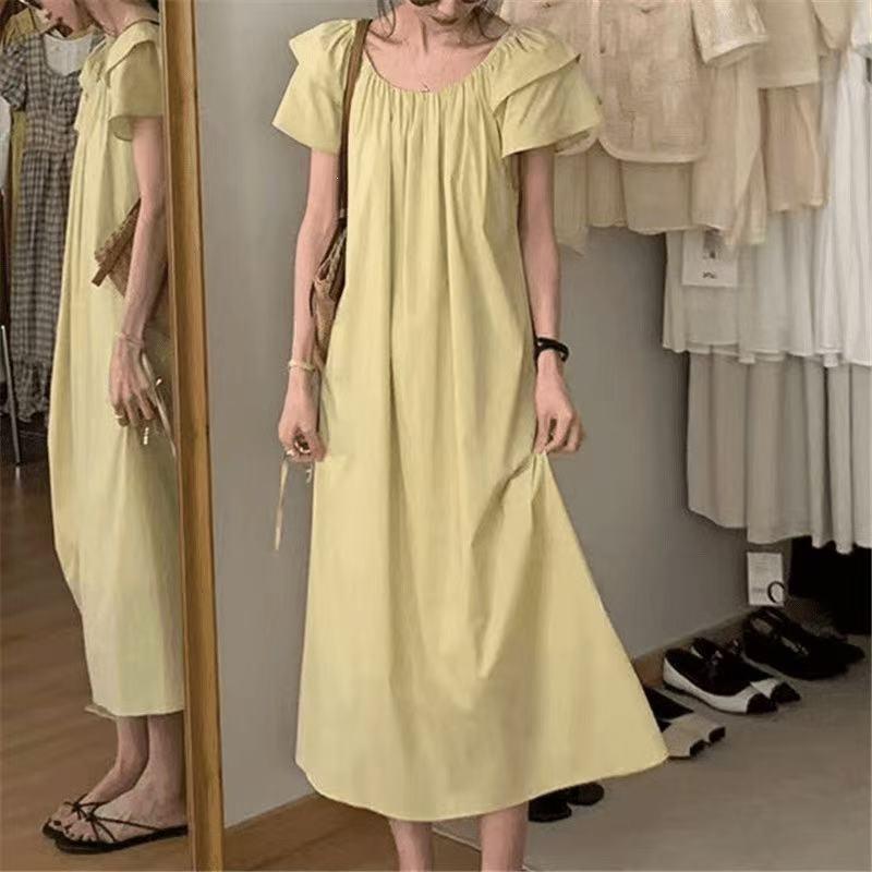 French loose dress Korean small flying sleeve dress women's summer new French temperament thin cover meat