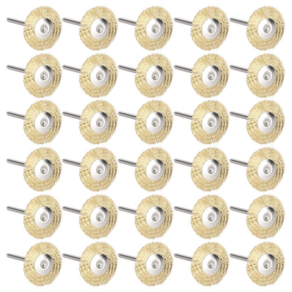 30pcs Brass Wire Rotary Tool Brushes T-Shape Structure Brass Wire Brush Set Wood Carving