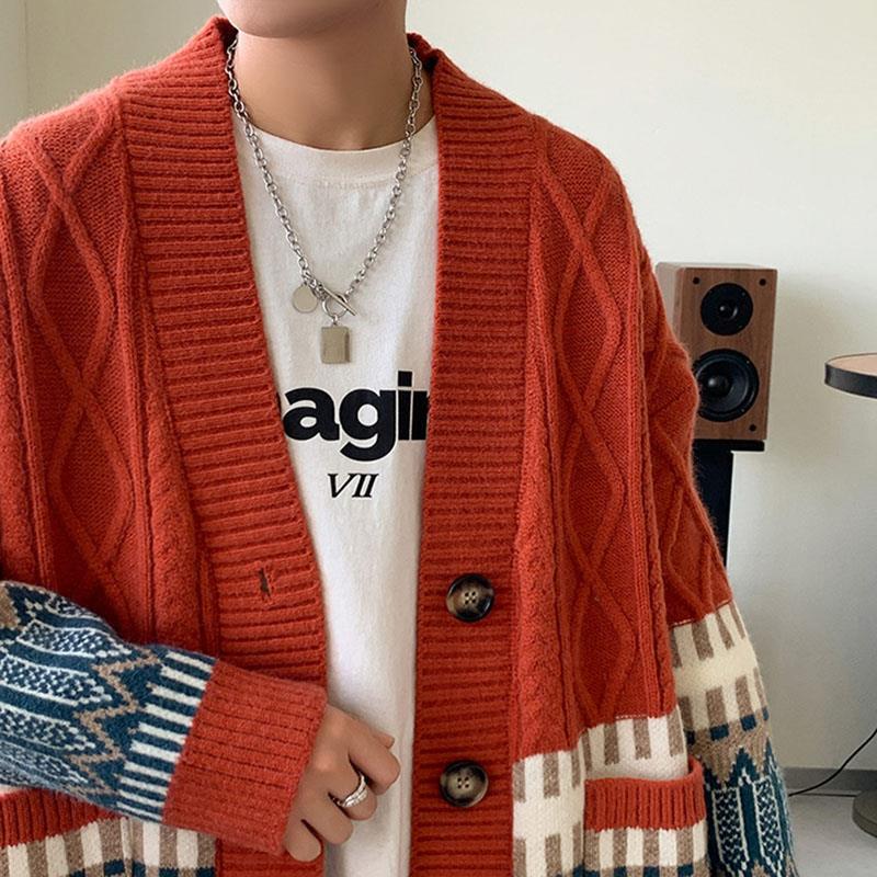 Men's Oversized Knitted Cardigan Sweater - Autumn/Spring Long Sleeve Fashion Top