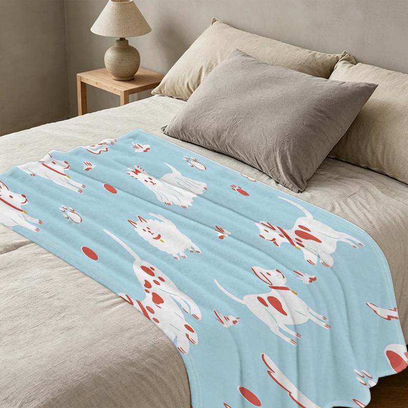 Dog Print Flannel Blanket, Non-Shedding Soft Cozy Warm Breathable Throw - Ideal for Couch, Bed, Nap & Holiday Use