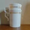 Plastic Coffee Mugs 8 Oz Coffee Cups With Handle White Gold Rim Disposable Tea Cup Soup, Espresso Mug, Hot Or Cold Drinks