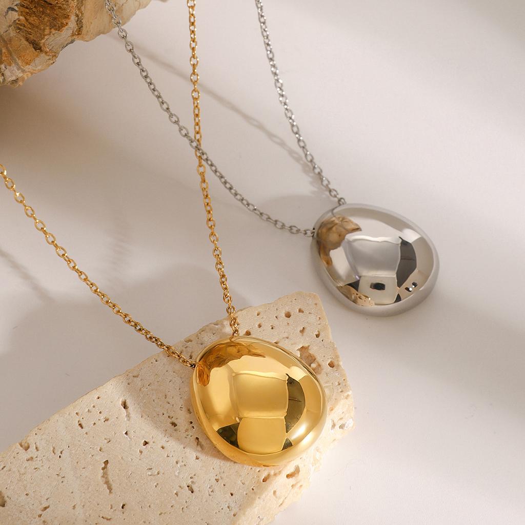 European and American Stainless Steel Simple Round Pendant Necklace Commuter Neck Chain Versatile Accessories