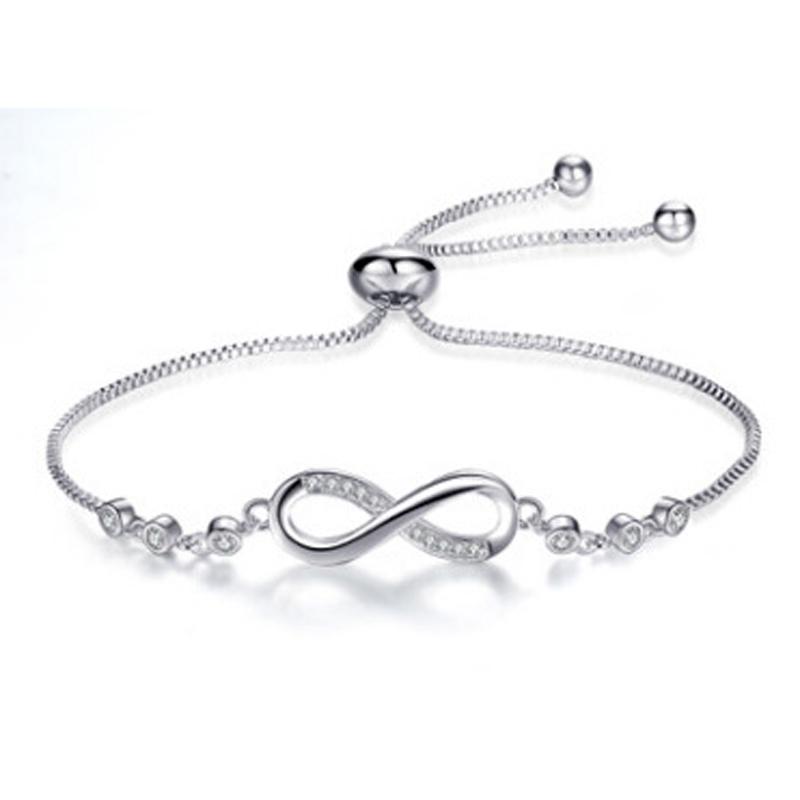 LUXY MOON Simple Stylish 8-Shaped Bracelet Micro-inlaid Zircon Adjustable Elegant Fashion Bracelet