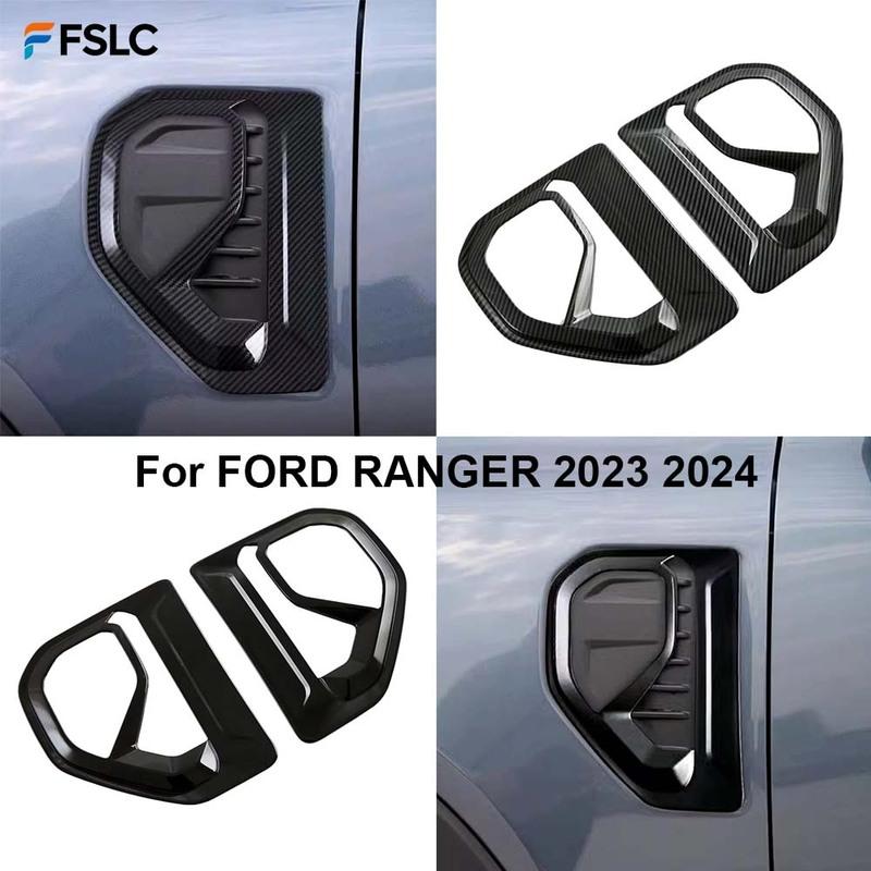 For Ford Ranger 2024 ABS Carbon Fiber Car Side Vents Fender Air Outlet Grille Cover Trim Styling Accessories