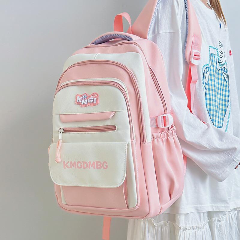 Letter Stylish Backpack With Color Blocking For Middle And High Students School