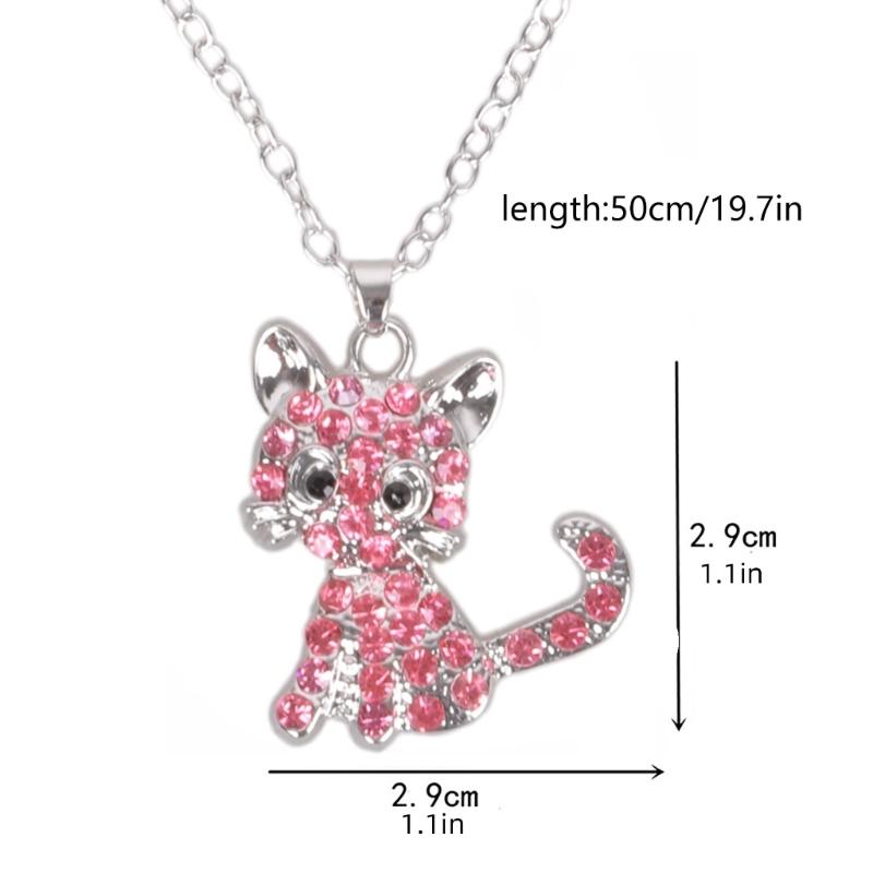 Elegant Cats Pendant Necklace Jewelry Sophisticated Cats Pendant Necklace with Bright Rhinestones for Daily Wear Dates