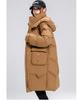 Women's Autumn and Winter Coat Solid Color Stand Collar Hooded Loose Thickened Windproof Mid-length Women's Jacket